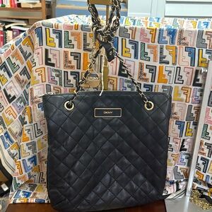 DKNY Leather Black Quilted Women's Bag